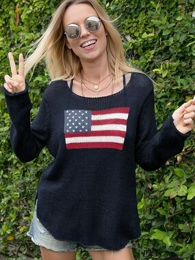 Wooden Ships American Flag Knit Sweater